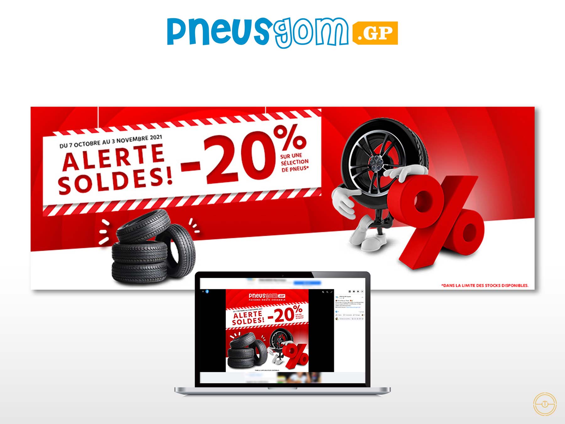 Visuel de soldes pour le client Pneusgom, en Guyane