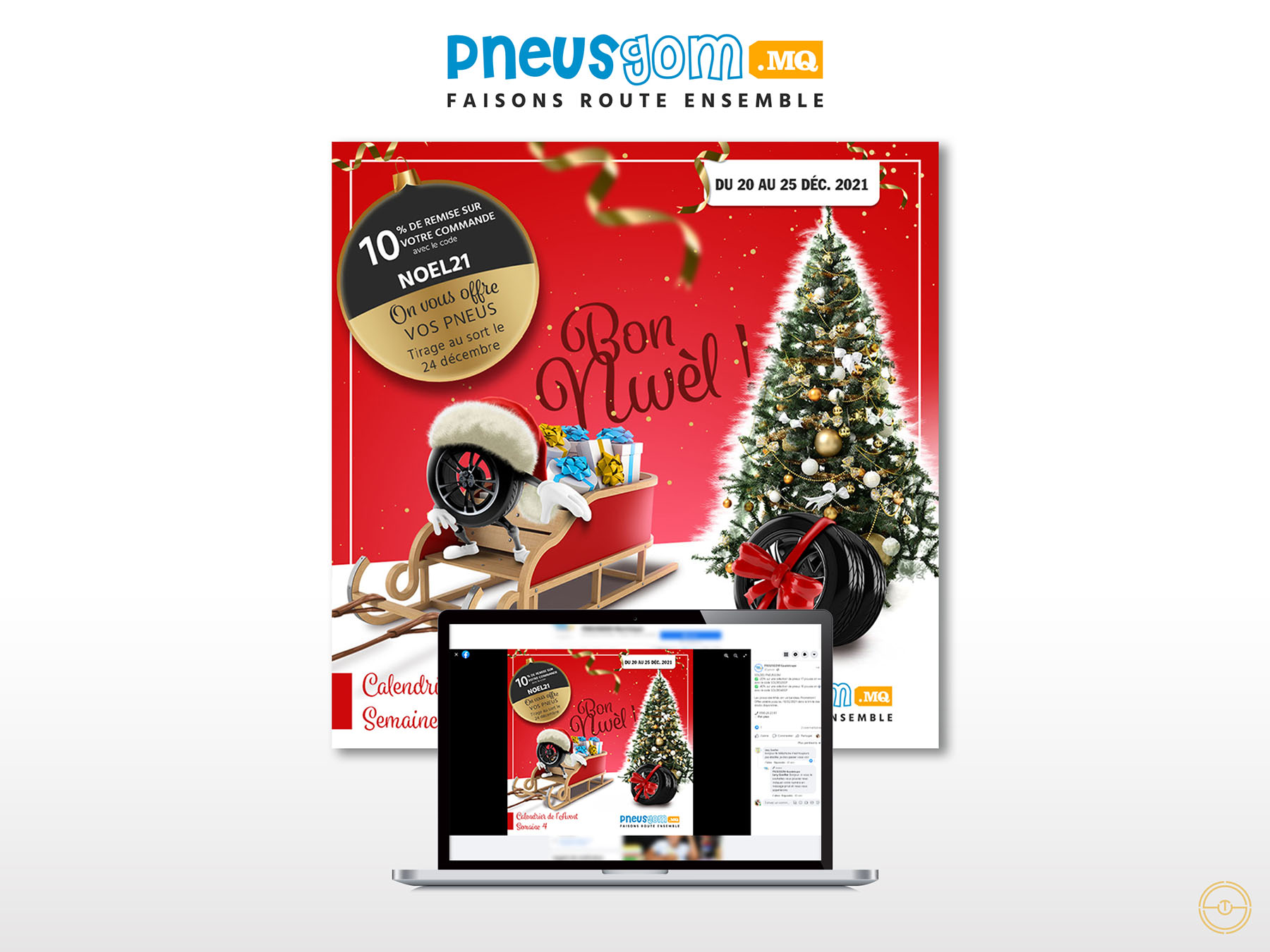 Visuel de Noël en Martinique pour la marque Pneusgom