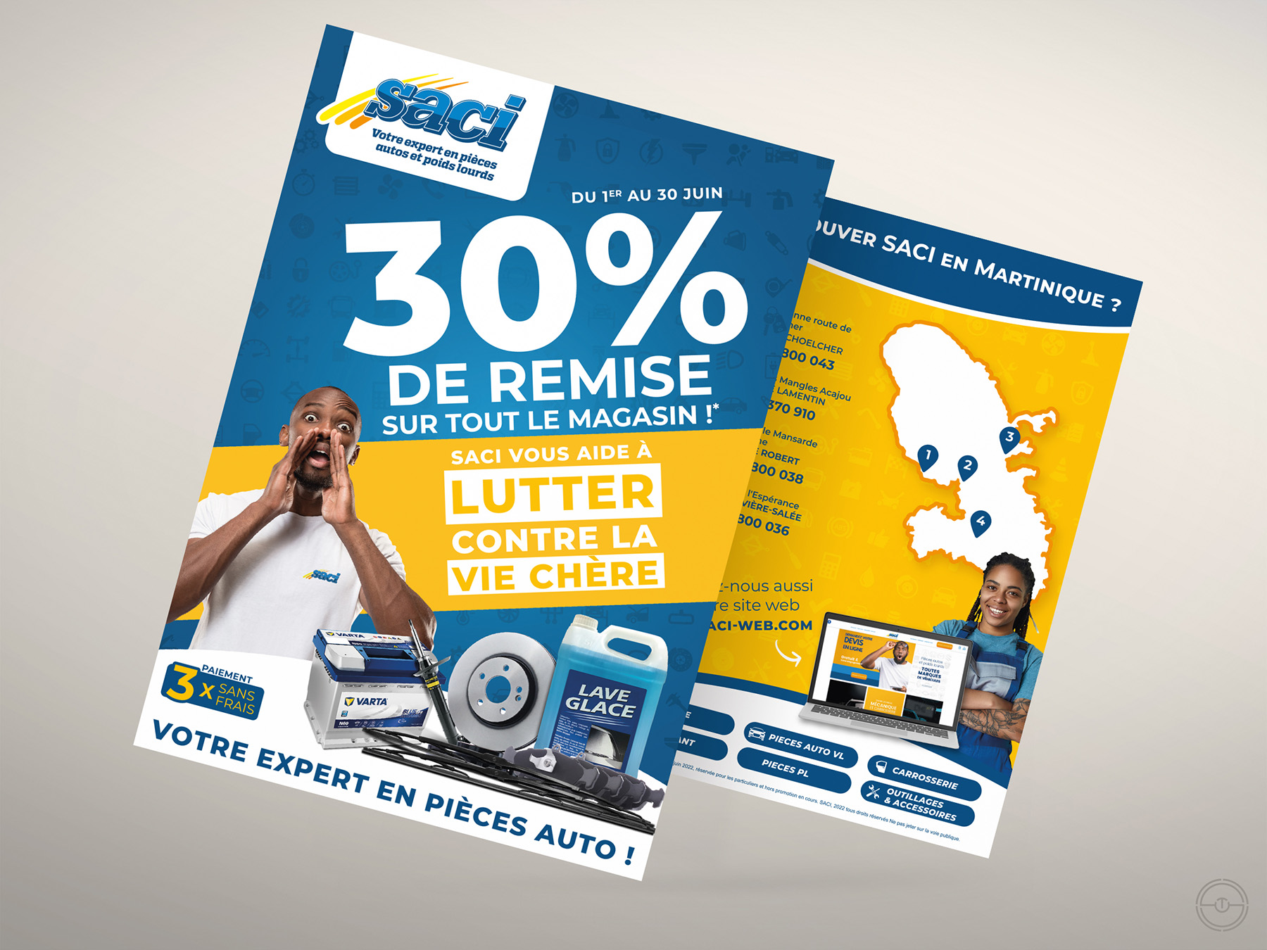 Présentation d'un flyer personnalisé au format A5 pour SACI