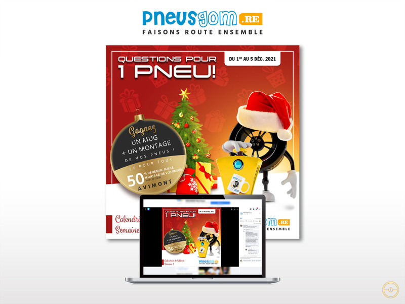 Réalisation d'un visuel marketing pour Pneusgom, vendeur de pneus à la Réunion