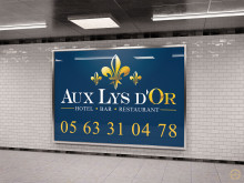 Bâche publicitaire pour Aux Lys d'Or format 3x4m